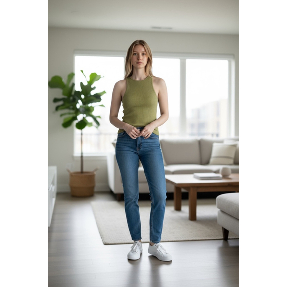 Madewell Women's Medium Green Signature Knit Cutaway Ribbed Sweater Tank Top - Picture 14 of 14